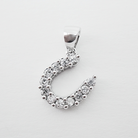 Small Horseshoe Pendant with Cubic Zirconias - Click Image to Close